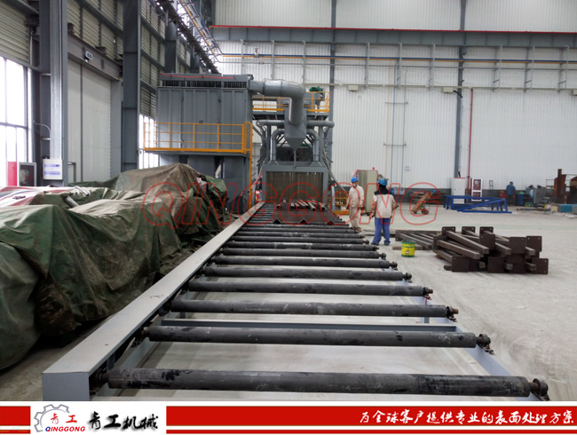 上海輥道通過（guò）式拋（pāo）丸機安裝現場